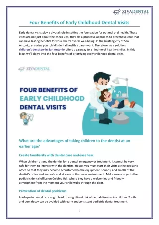 Four Benefits of Early Childhood Dental Visits