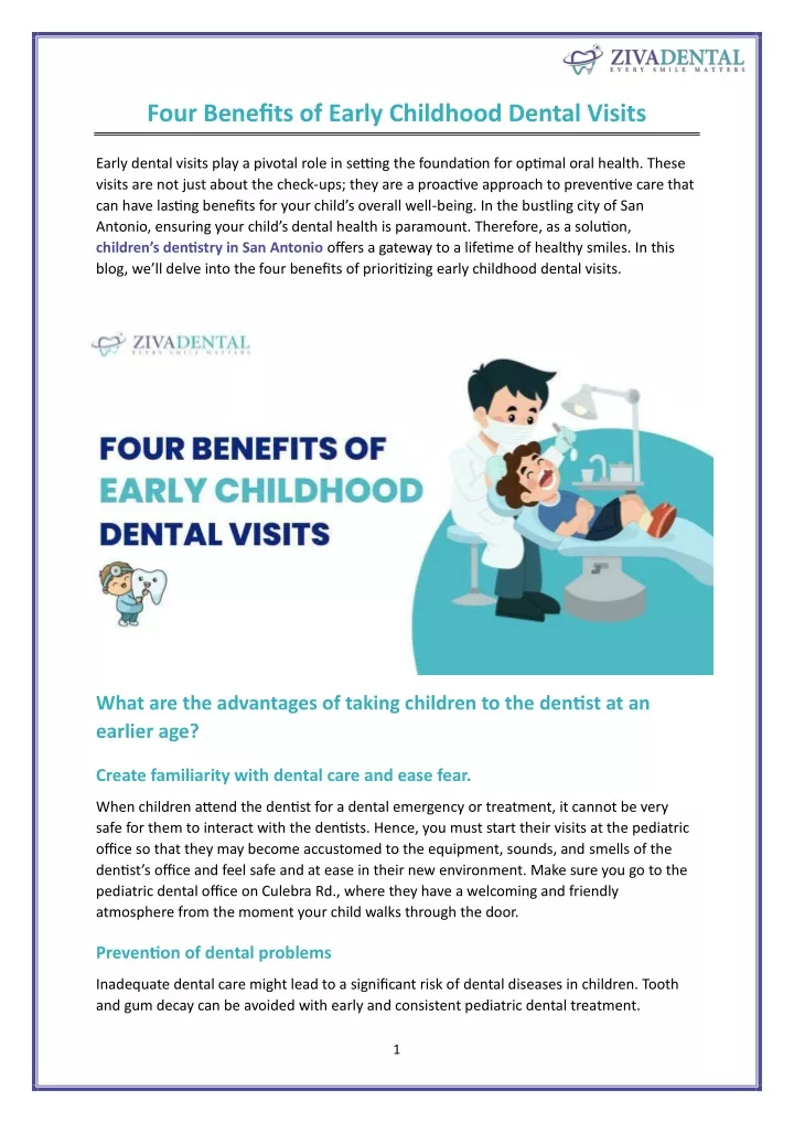 four benefits of early childhood dental visits