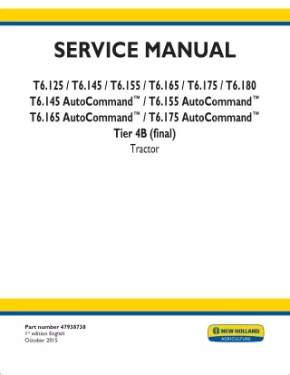 New Holland T6.145 AutoCommand™ Tier 4B (final) Tractor Service Repair Manual