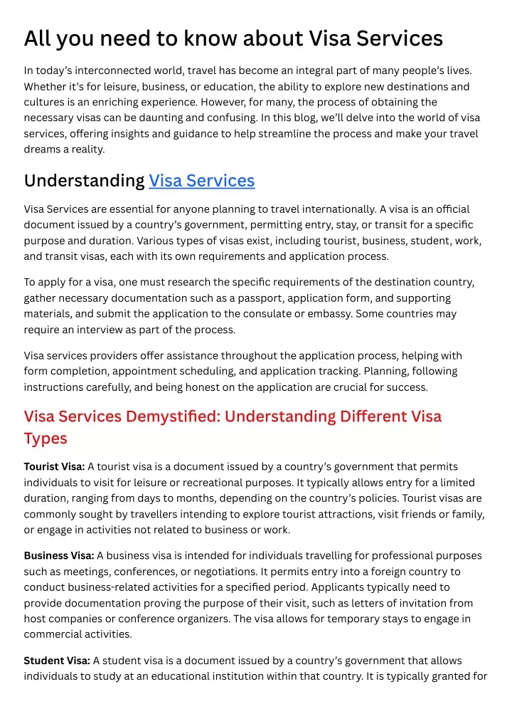 all you need to know about visa services