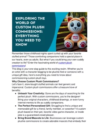 Exploring the World of Custom Plush Commissions_ Everything You Need to Know