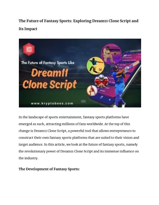 The Future of Fantasy Sports_ Exploring Dream11 Clone Script and Its Impact