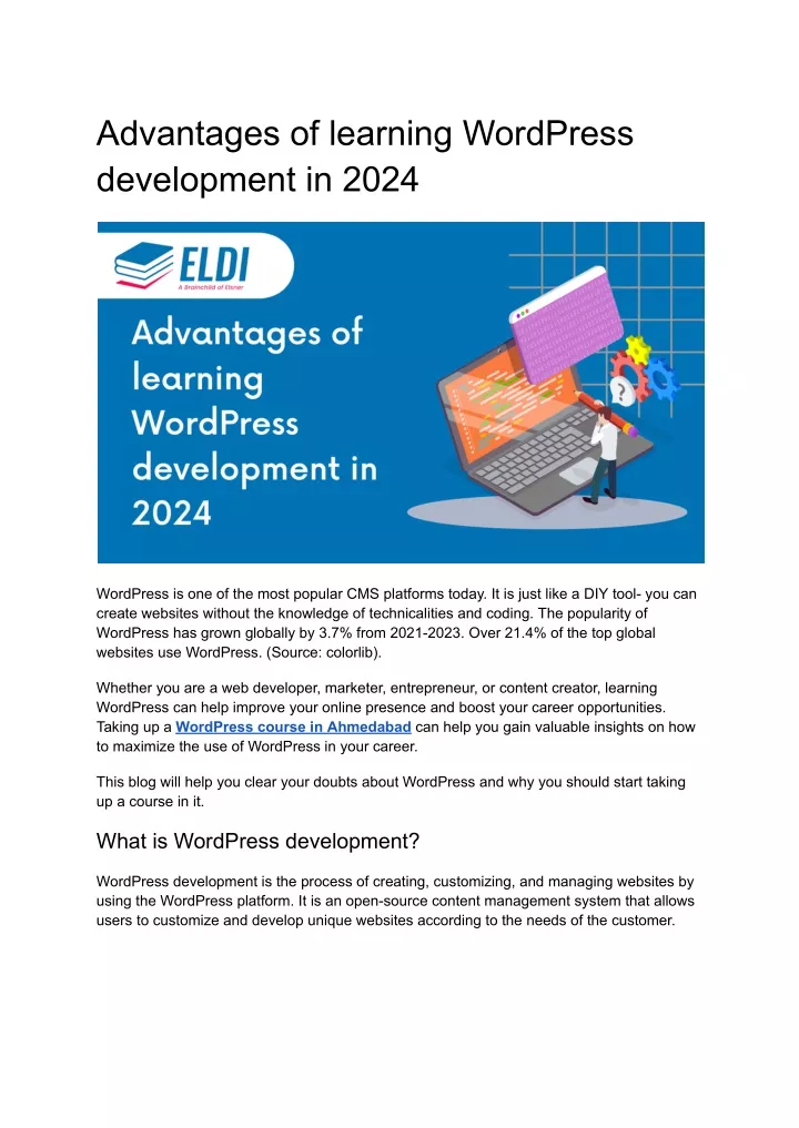 advantages of learning wordpress development