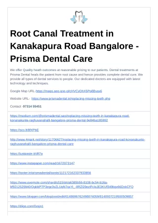 Root Canal Treatment in Kanakapura Road Bangalore - Prisma Dental Care