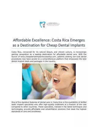 Affordable Excellence- Costa Rica Emerges as a Destination for Cheap Dental Implants