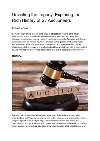 _Exploring the Rich History of SJ Auctioneers