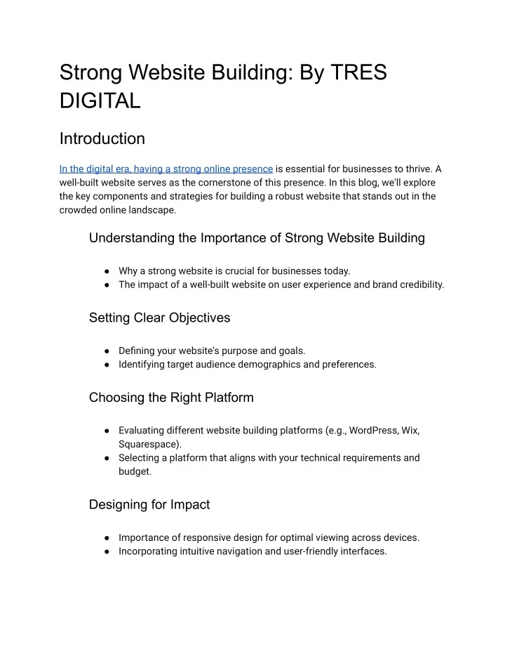 strong website building by tres digital