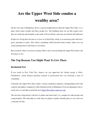 are the upper west side condos a