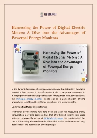 Harnessing the Power of Digital Electric Meters: A Dive into the Advantages of P