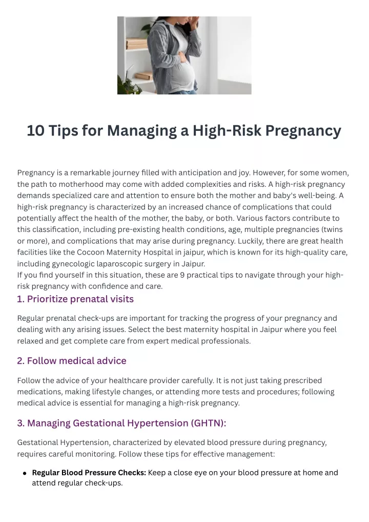 10 tips for managing a high risk pregnancy