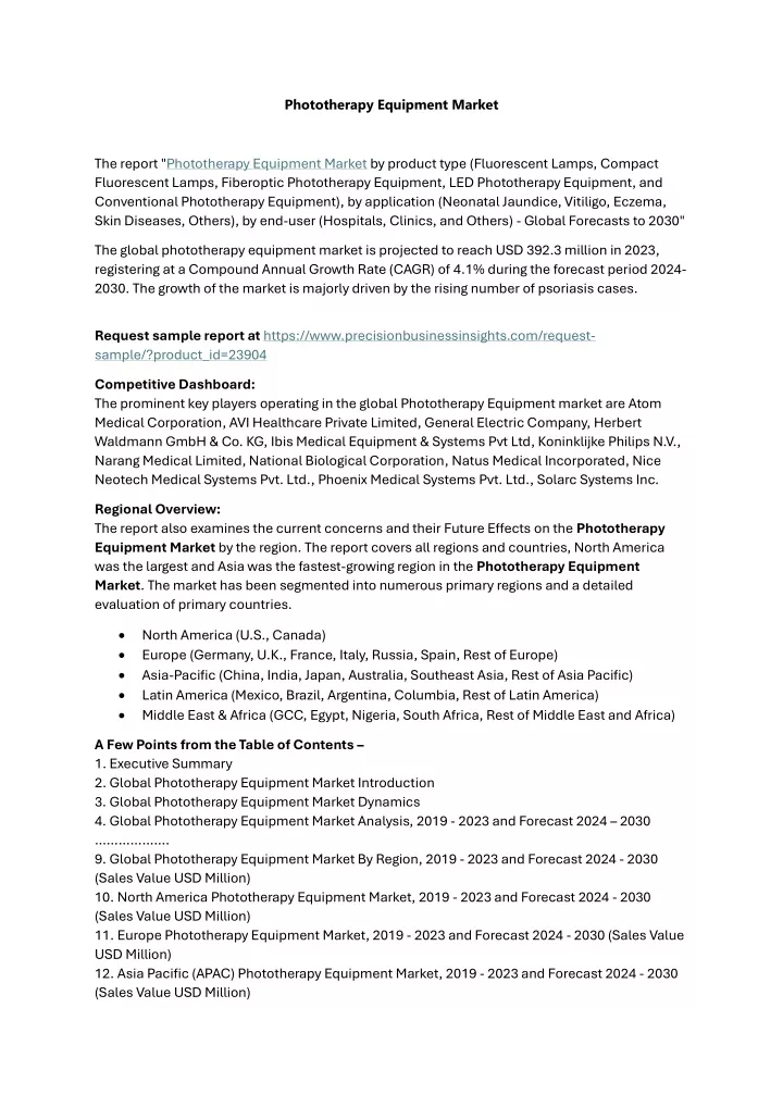 phototherapy equipment market