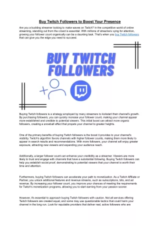 Buy Twitch Followers to Boost Your Presence