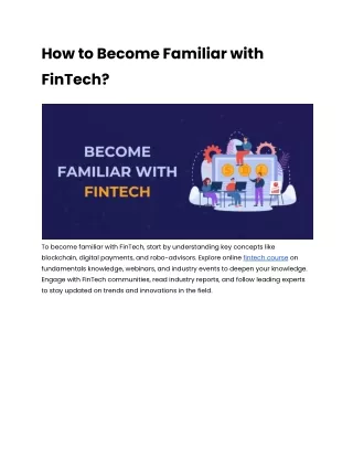 How to Become familiar with FinTech_