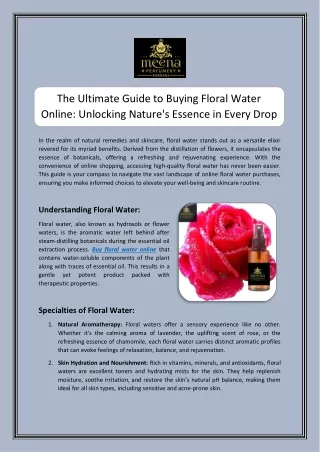 The Ultimate Guide to Buying Floral Water Online: Unlocking Nature's Essence in