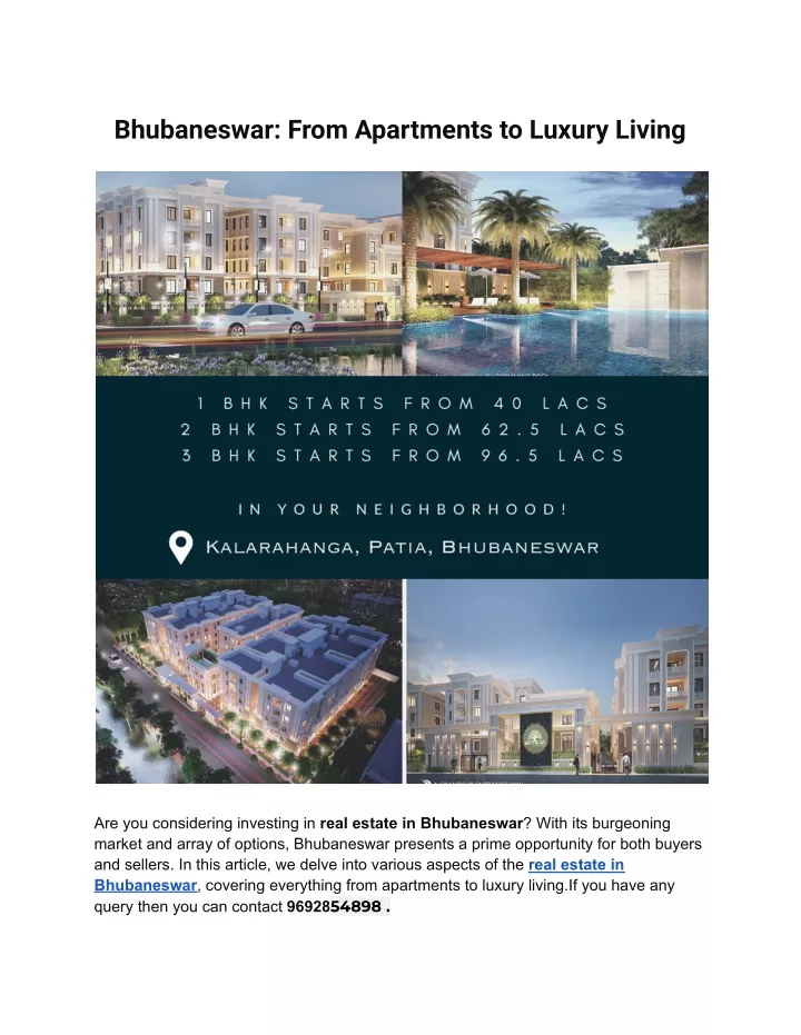 bhubaneswar from apartments to luxury living