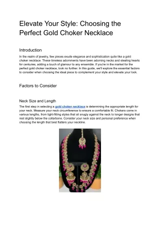 Elevate Your Style_ Choosing the Perfect Gold Choker Necklace