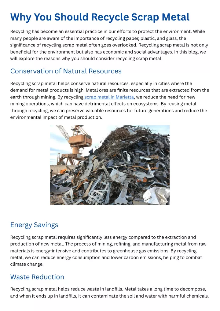why you should recycle scrap metal