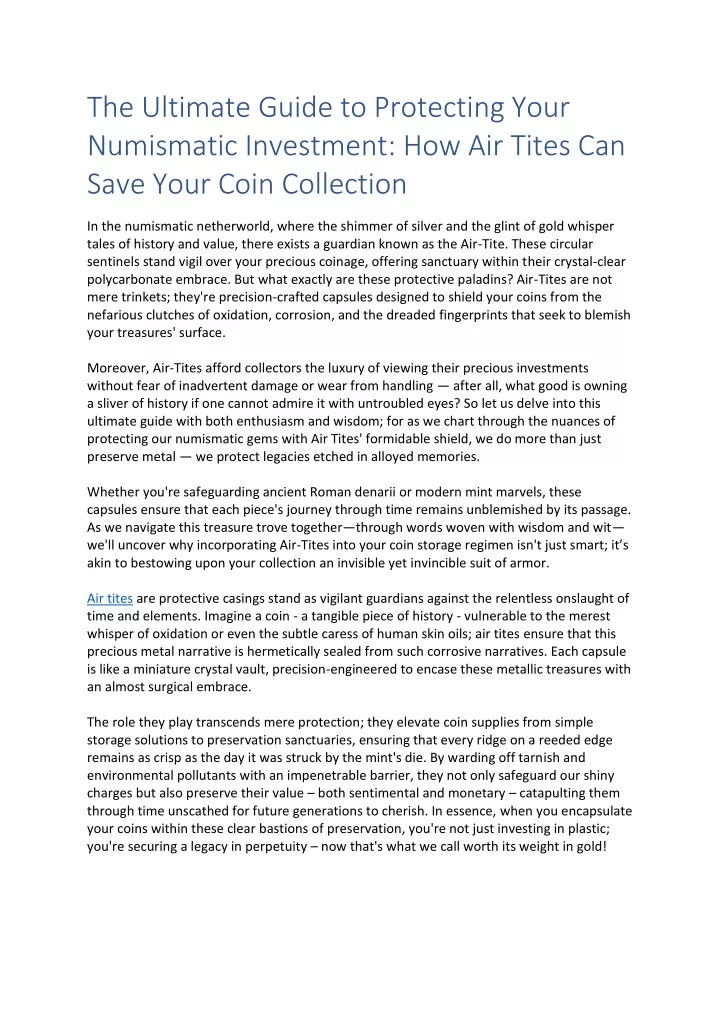 the ultimate guide to protecting your numismatic