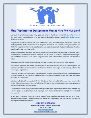 Find Top Interior Design near You at Hire My Husband