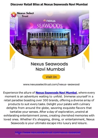 Unveiling Innovation Nexus Seawoods Navi Mumbai & Nexus Shantiniketan Mall