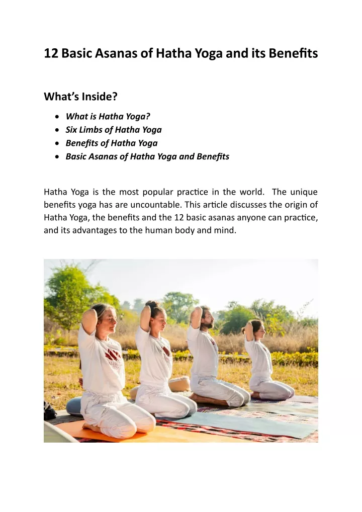 12 basic asanas of hatha yoga and its benefits