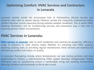 Optimizing Comfort HVAC Services and Contractors in Lonavala