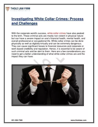 IInvestigating White Collar Crimes: Process and Challenges