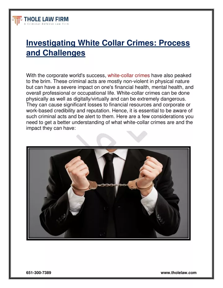 investigating white collar crimes process
