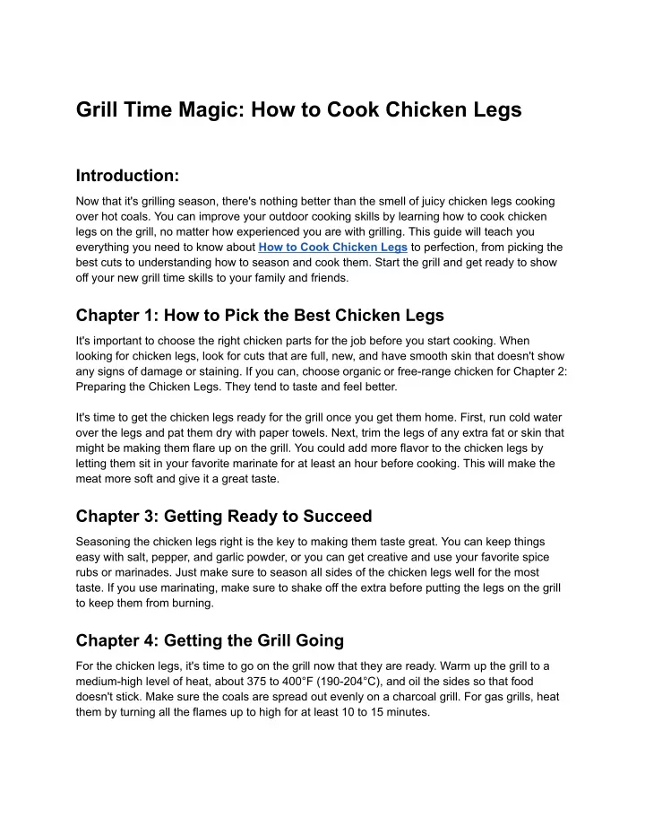 grill time magic how to cook chicken legs