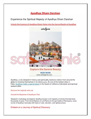 Experience the Spiritual Majesty of Ayodhya Dham Darshan