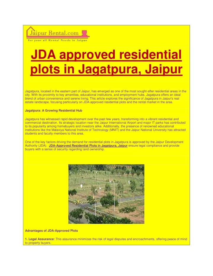 PPT - JDA approved residential plots in Jagatpura PowerPoint ...