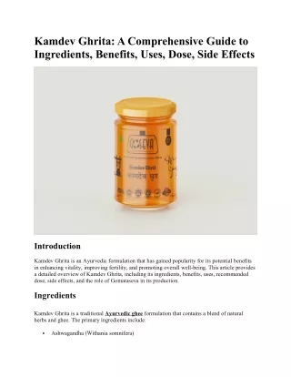 Kamdev Ghrita: A Comprehensive Guide to Ingredients, Benefits, Uses, Dose, Side