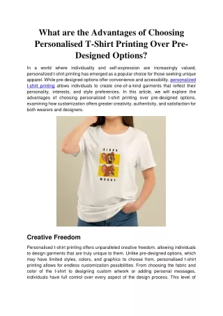 What are the Advantages of Choosing Personalized T-Shirt Printing Over Pre-designed Options_