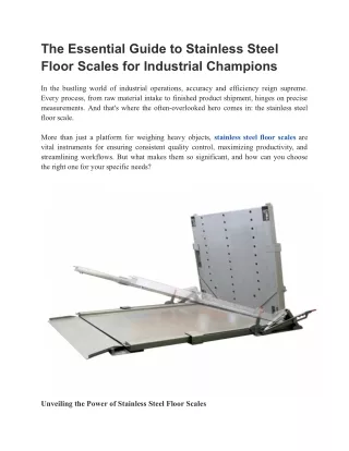 The Essential Guide to Stainless Steel Floor Scales for Industrial Champions