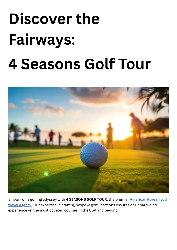 discover the fairways 4 seasons golf tour