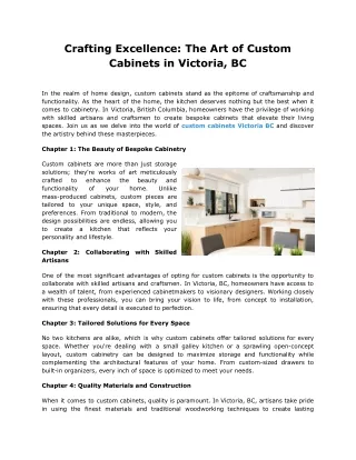 Crafting Excellence_ The Art of Custom Cabinets in Victoria, BC