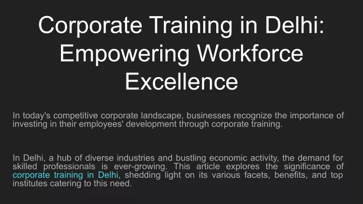 corporate training in delhi empowering workforce