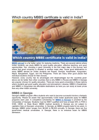 which country mbbs certificate is valid in india