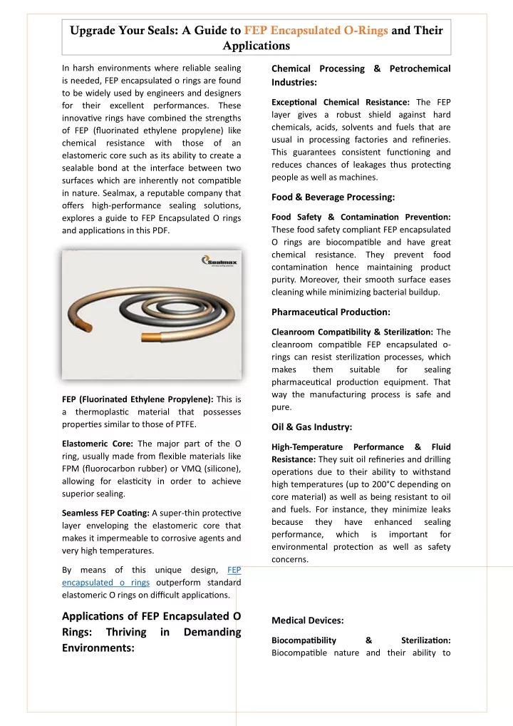 upgrade your seals a guide to fep encapsulated