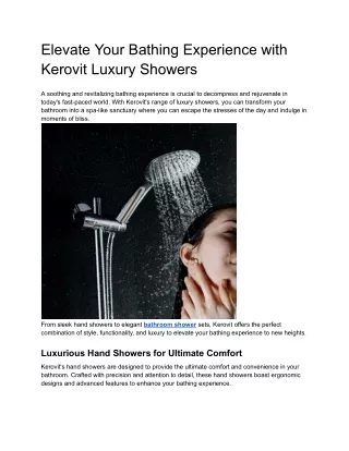 Transform Your Bathroom with Kerovit Luxury Showers