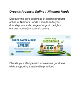 Organic Products Online | Nimbark Foods