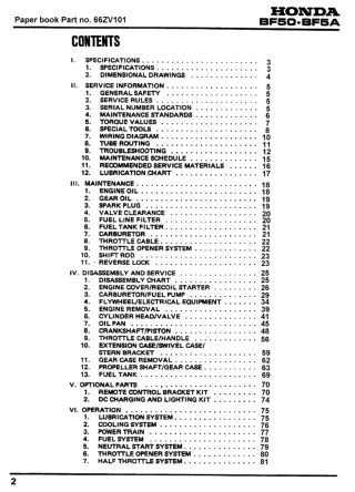 Honda Marine Outboard BF5A Service Repair Manual