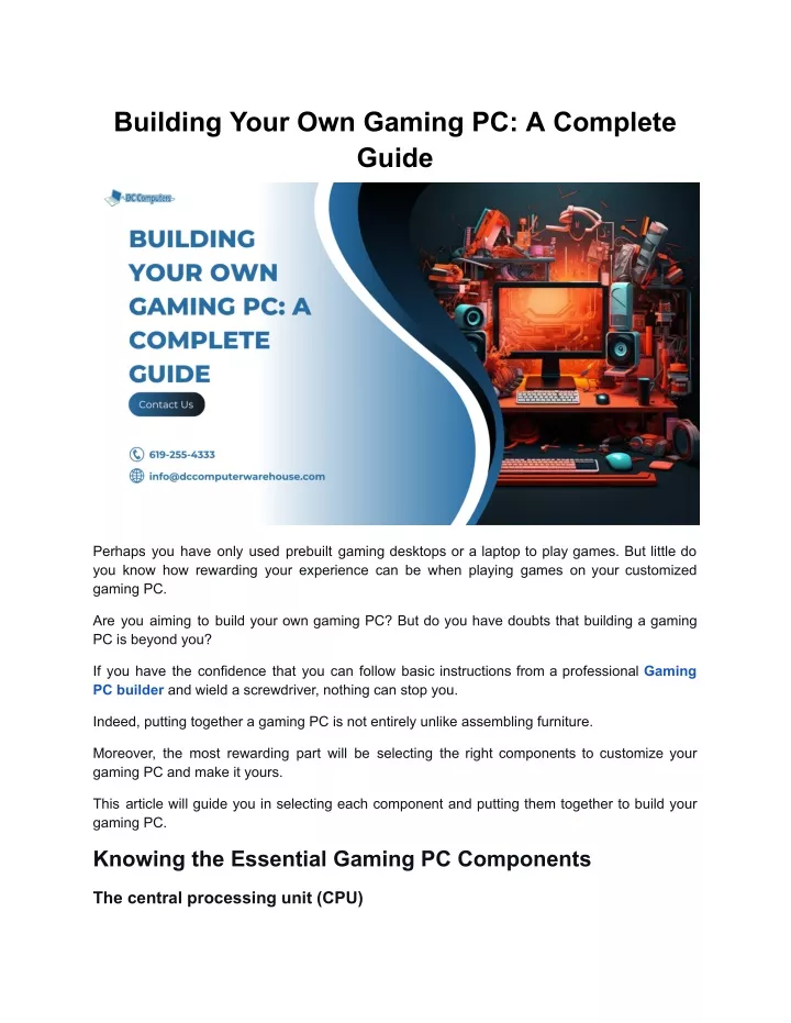 building your own gaming pc a complete guide