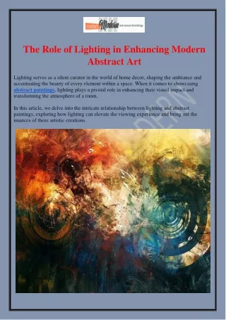 The Role of Lighting in Enhancing Modern Abstract Art