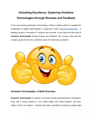 Unlocking Excellence_ Exploring Vmoksha Technologies through Reviews and Feedback