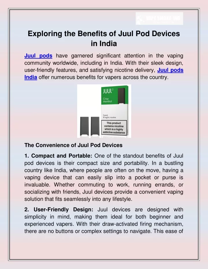 exploring the benefits of juul pod devices