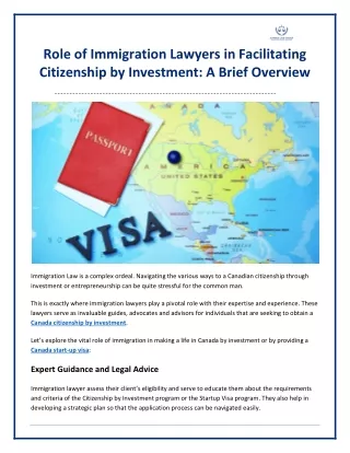 Role of Immigration Lawyers in Facilitating Citizenship by Investment