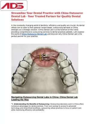 Streamline Your Dental Practice with China Outsource Dental Lab