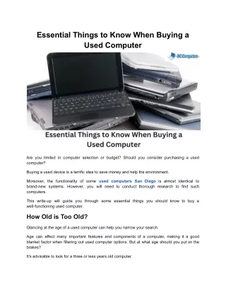 Essential Things to Know When Buying a Used Computer