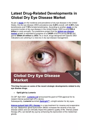 Latest Drug-Related Developments in Global Dry Eye Disease Market